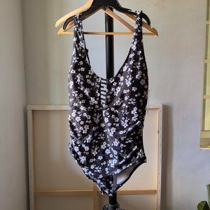 NWT $98 ANNE COLE COLL WOMEN SWIMSUIT 14 FLORAL ONE PC